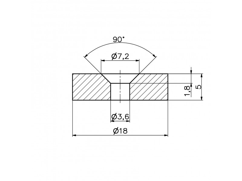 D18 x d7,2/3,6 x 5 / N42 - Neodímium mágnes (NdFeB)