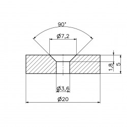 D20 x d7,2/3,6 x 5 / N42 - Neodymmagnet (NdFeB)