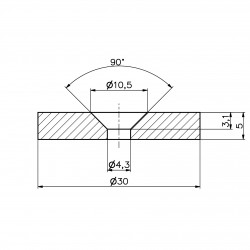 D30 x d10,5/4,3 x 5 / N42 - Neodímium mágnes (NdFeB)