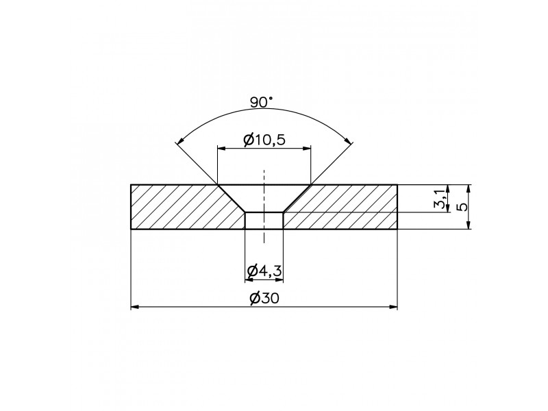 D30 x d10,5/4,3 x 5 / N42 - Neodymium magnet (NdFeB)