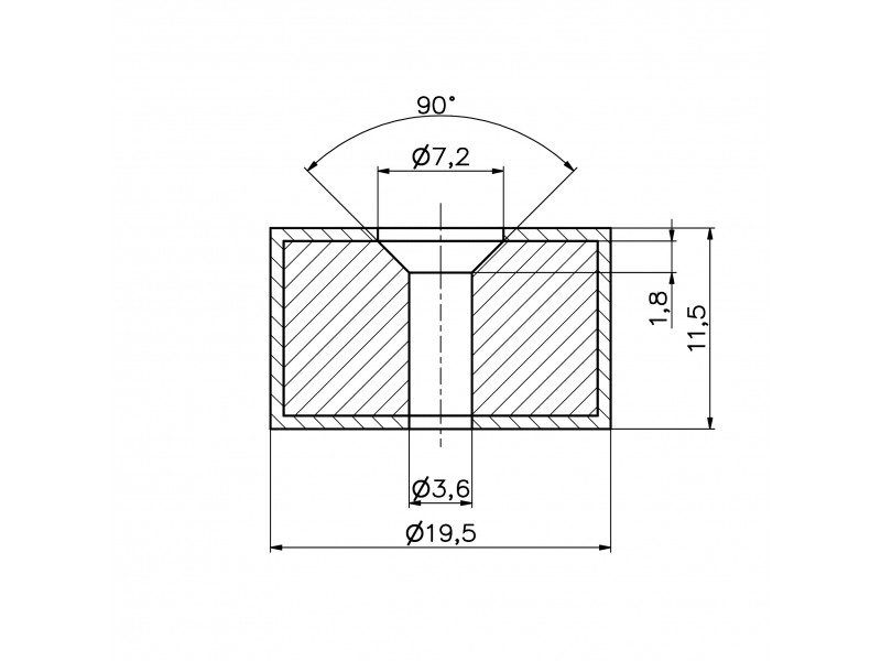 D19,5 x d7,2/3,6 x 11,5 / N42 - neodimov magnet (NdFeB) v gumi