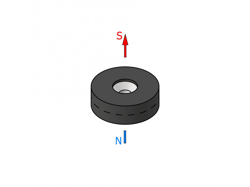 D19,5 x d7,2/3,6 x 6,5 / N42 - magnet de neodim (NdFeB) în cauciuc