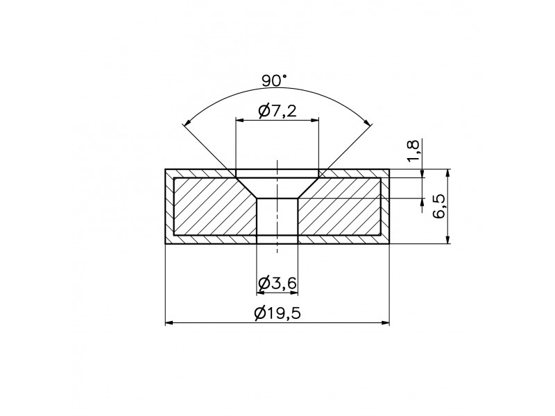 D19,5 x d7,2/3,6 x 6,5 / N42 - neodimov magnet (NdFeB) v gumi