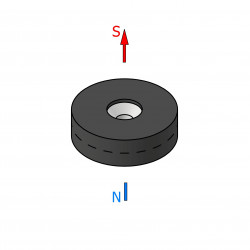 D21,5 x d7,2/3,6 x 6,5 / N42 - Neodüümmagnet (NdFeB) kummist magnet.