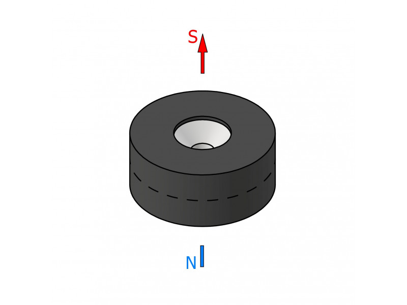 D26,5 x d10,5/4,3 x 11,5 / N42 - magnet de neodim (NdFeB) în cauciuc