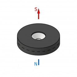 D31,5 x d10,5/4,3 x 6,5 / N42 - Neodüüm magnet (NdFeB) kummist.