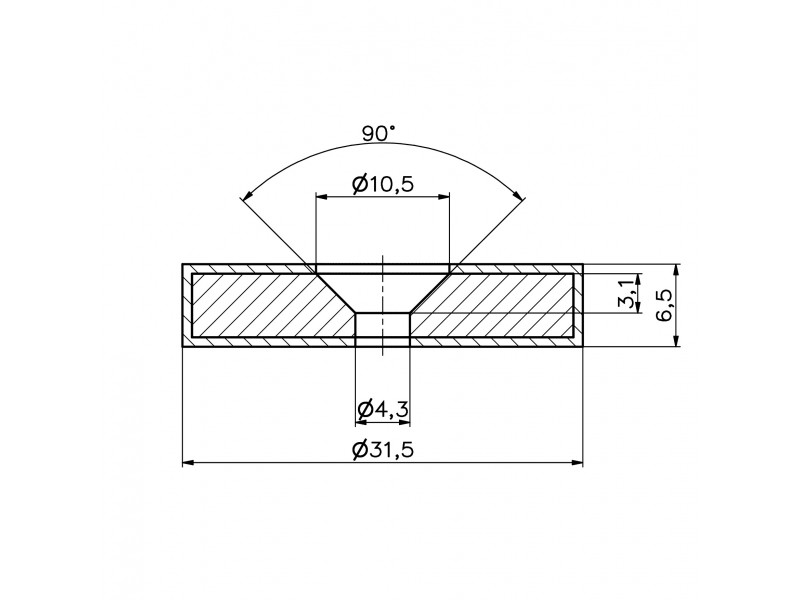 D31,5 x d10,5/4,3 x 6,5 / N42 - neodimov magnet (NdFeB) v gumi