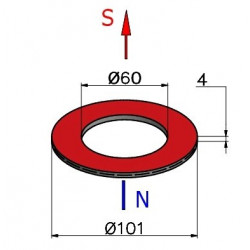 D101 X D60 X 4 / N42 - Neodyymimagneetti (NdFeB)