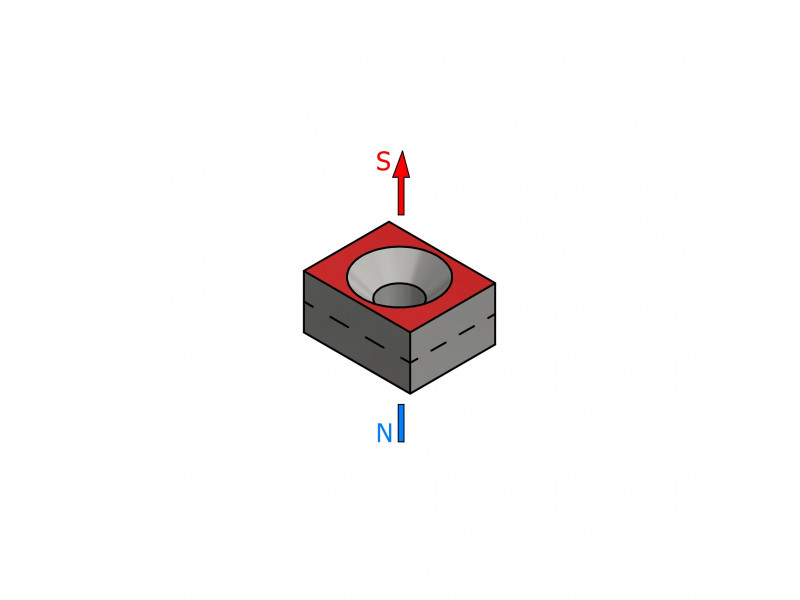 10 X 8 X 5 - D7/d3,5 / N38 - Aimant en néodyme (NdFeB)