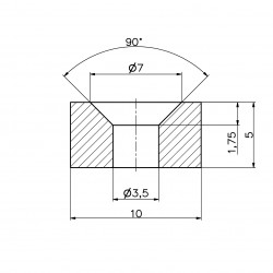 10 X 8 X 5 - D7/d3,5 / N38 - Neodímium mágnes (NdFeB)