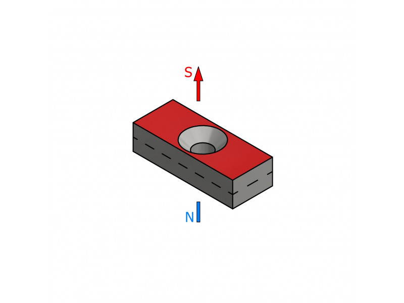 20 X 8 X 5 - D7/d3,5 / N38 - Neodymium magnet (NdFeB)