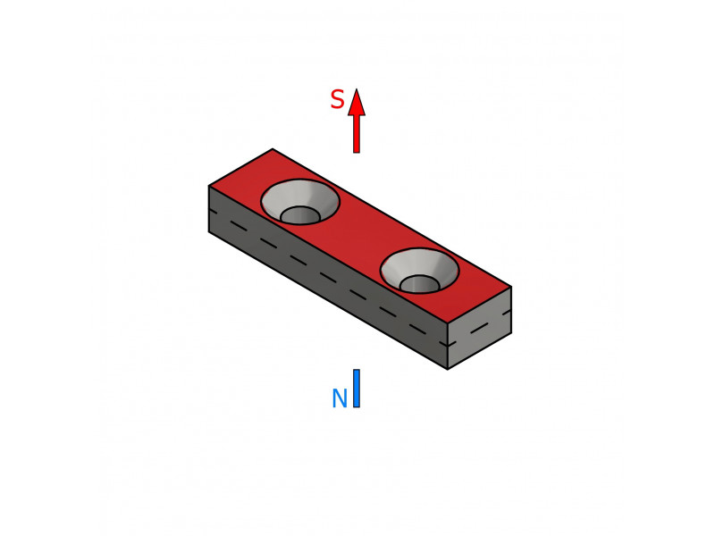 30 X 8 X 5 - D7/d3,5 / N38 - Neodymmagnet (NdFeB)