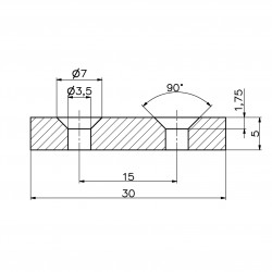 30 X 8 X 5 - D7/d3,5 / N38 - Aimant en néodyme (NdFeB)