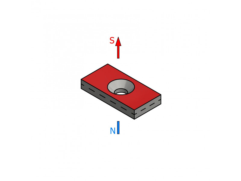 20 X 10 X 3 - D7,2/d3,6 / N38 - Neodyymimagneetti (NdFeB)