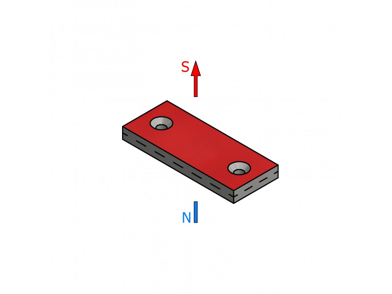 50 X 20 X 5 - D7,2/d3,6 / N38 - Neodymium magnet (NdFeB)