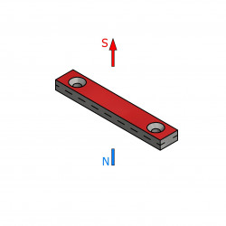 60 X 10 X 5 - D7,2/d3,6 / N38 - Neodymový magnet (NdFeB)