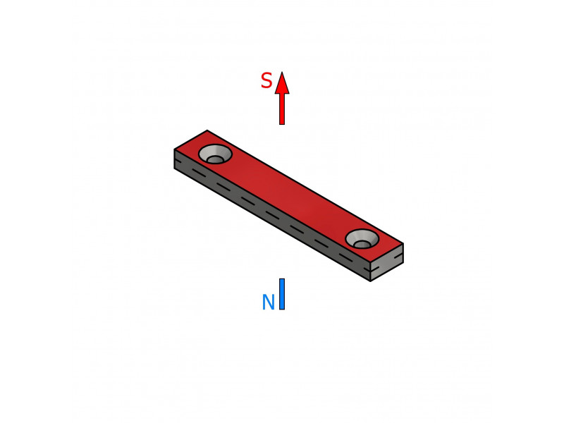 60 X 10 X 5 - D7,2/d3,6 / N38 - Neodymmagnet (NdFeB)