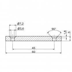 60 X 10 X 5 - D7,2/d3,6 / N38 - Magnete al neodimio (NdFeB)