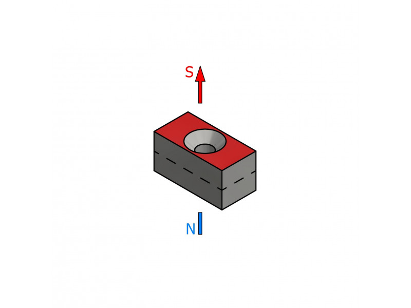 20 X 10 X 10 - D8,8/d4,3 / N38 - Neodüüm magnet (NdFeB)
