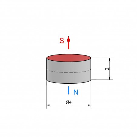 D4 x 2 / N38 - NdFeB (neodymium) magnet