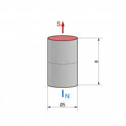 D5 x 8 / N38 - Neodymmagnet (NdFeB)