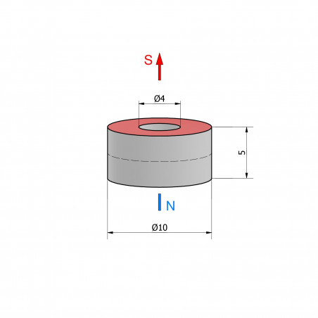 D10 x d4 x 5 / N38 - Neodym Magnet (NdFeB)
