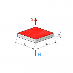 20 x 20 x 3 / N38 - Neodym...