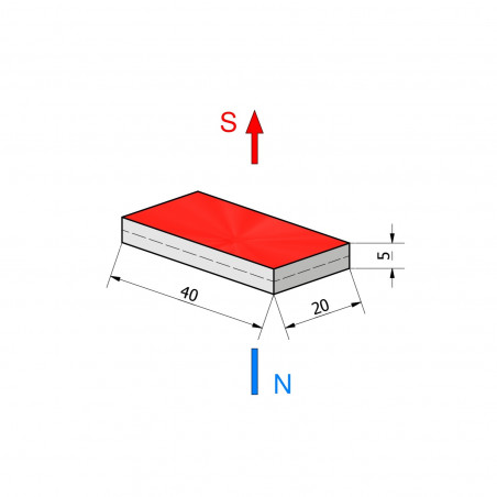 40 x 20 x 5 / N38 - Neodym Magnet (NdFeB)