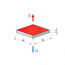 10 x 10 x 1,2 / N38 - Neodimov magnet (NdFeB)