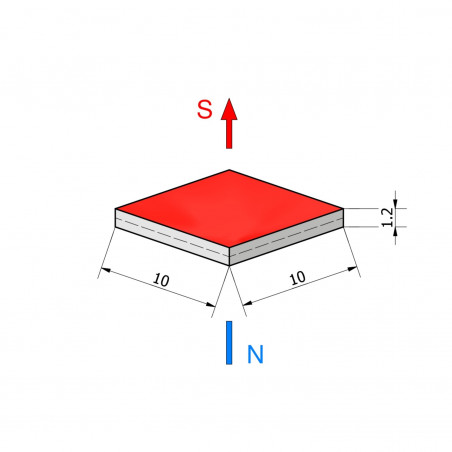 10 x 10 x 1,2 / N38 - Neodym Magnet (NdFeB)