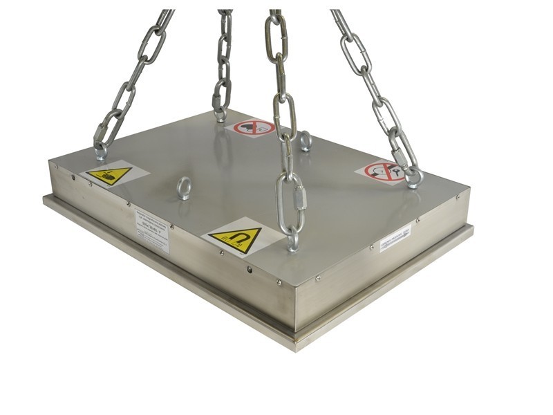 Suspenderad magnet för järnseparation 505X730X100 / F med rensplatta