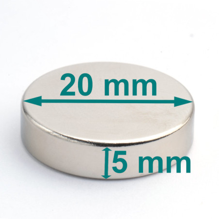 D20 x 5 / N38 - magnet de neodim (NdFeB)
