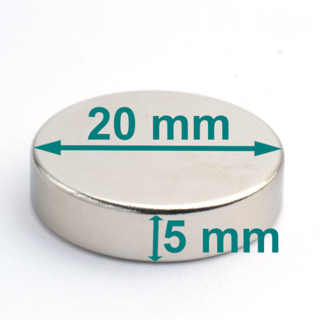 D20 x 5 / N38 - Neodymium magnet (NdFeB)