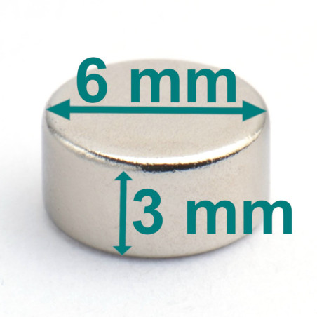 D6 x 3 / N38 - Neodymium magnet (NdFeB)