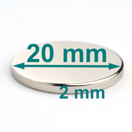 D20 x 2 / N38 - Neodüüm magnet (NdFeB)