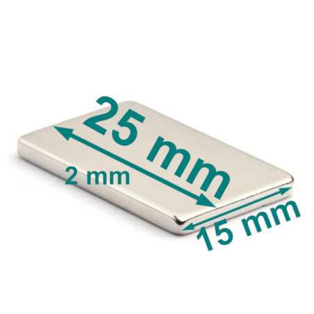 25 x 15 x 2 / N38 - Neodymium magnet (NdFeB)