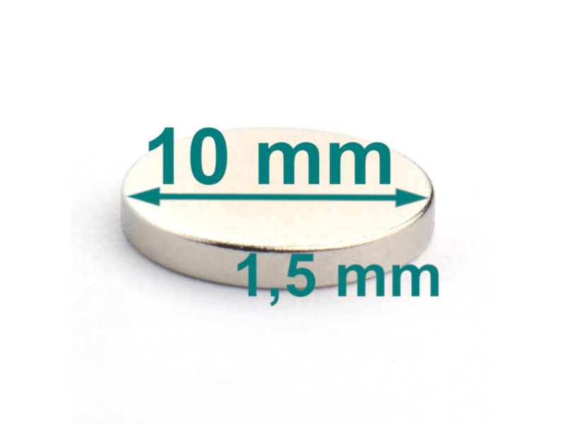 D10x1,5 mm neodimov magnet z majhnim diskom