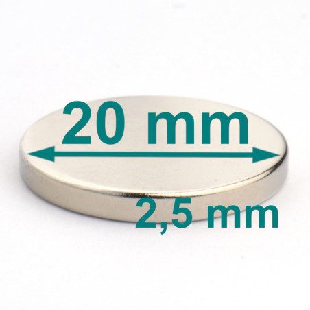 D20 x 2,5 / N38 - Neodymium magnet (NdFeB)