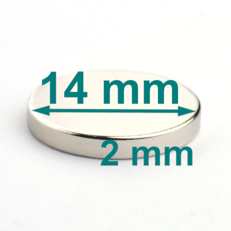 D14 x 2 / N38 - Neodymium magneet (NdFeB)