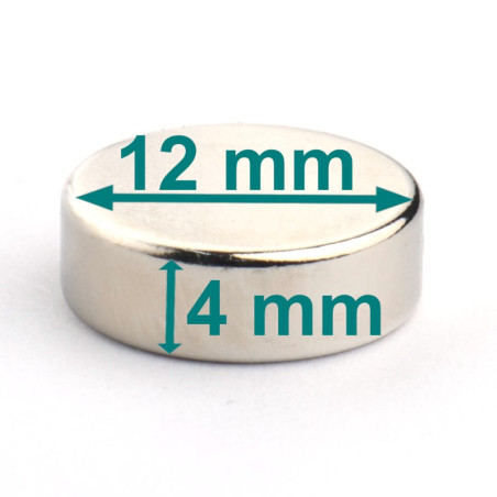 D12 x 4 / N38 - Neodimov magnet (NdFeB)