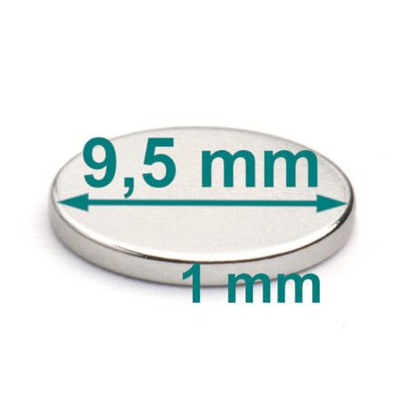 D9,5 x 1 / N38 - Neodym Magnet (NdFeB)