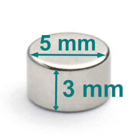 D5 x 3 / N38 - Neodymium magneet (NdFeB)