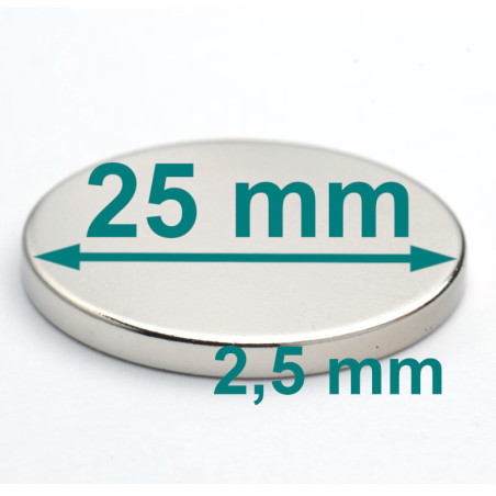 D25 x 2,5 / N38 - Neodymium magnet (NdFeB)