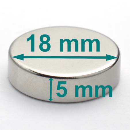 D18 x 5 / N38 - Neodymium magnet (NdFeB)