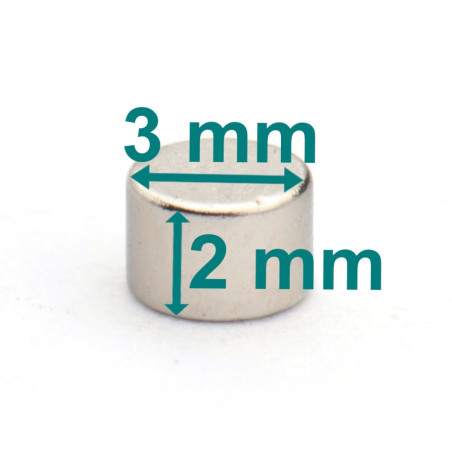 D3 x 2 / N38 - Neodymium magnet (NdFeB)