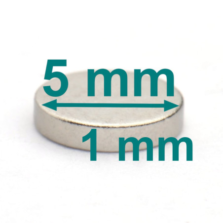 D5 x 1 / N38 - Neodymový magnet (NdFeB)