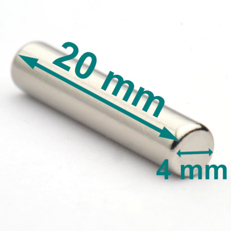 D4 x 20 / N38 - Neodymium magneet (NdFeB)