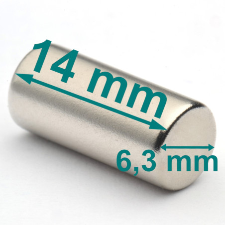 D6,3 x 14 / N38 - Neodymium magnet (NdFeB)