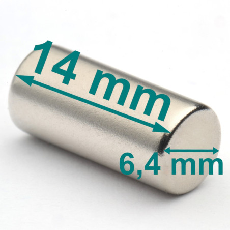 D6,4 x 14 / N38 - Neodymium magnet (NdFeB)