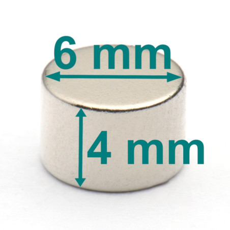D6 x 4 / N38 - Neodimov magnet (NdFeB)